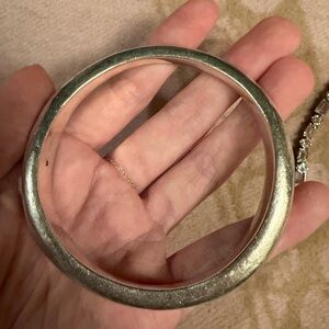 Antique vintage sterling silver 925 bold slip round bangle bracelet HEAVY 21g++